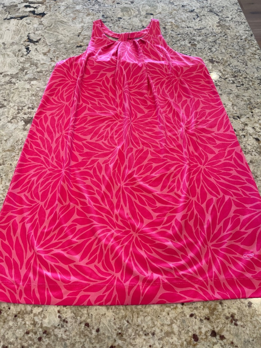 Vineyard Vines Performance Dress Pink Floral Vibrant Large Preppy Nautical Logo